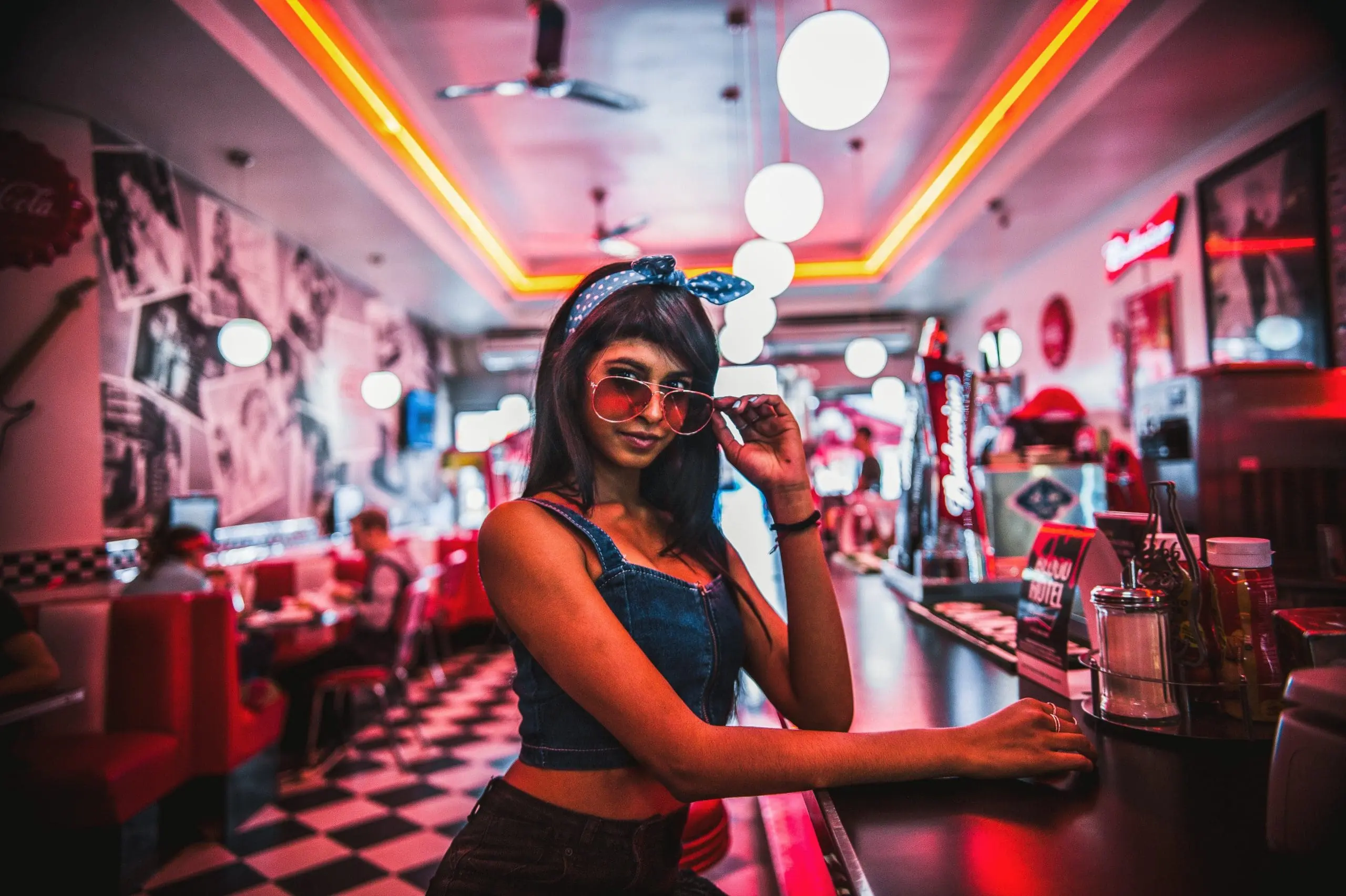 A model waiting to order in a caffe restaurant